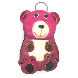 130 Bear w/o Leaf Leather Coin Purse Forest DSQB130