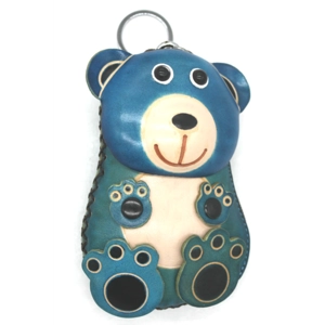 130 Bear w/o Leaf Leather Coin Purse Forest DSQB130