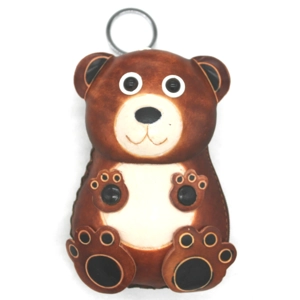130 Bear w/o Leaf Leather Coin Purse Forest DSQB130