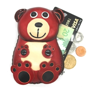 130 Bear w/o Leaf Leather Coin Purse Forest DSQB130