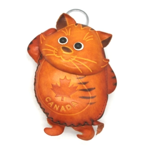 224C Cat Leather Coin Purse Canada Souvenir