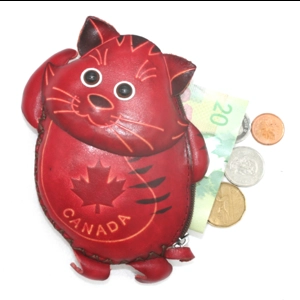 224C Cat Leather Coin Purse Canada Souvenir