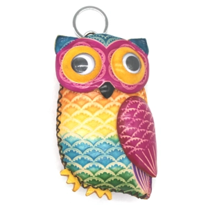6121 Owl Leather Coin Purse Forest DSQB6121
