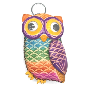 6121 Owl Leather Coin Purse Forest DSQB6121