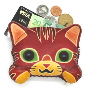6139 Cat Leather Coin Purse Farm DSQB6139