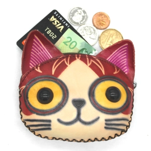 6149 Cat Leather Coin Purse Farm DSQB6149