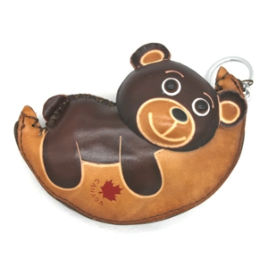 6346C Bear on Moon Leather Coin Purse Canada Souvenir