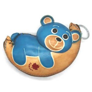 6346C Bear on Moon Leather Coin Purse Canada Souvenir