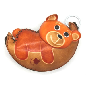 6346C Bear on Moon Leather Coin Purse Canada Souvenir