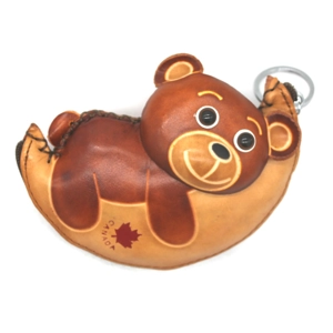6346C Bear on Moon Leather Coin Purse Canada Souvenir