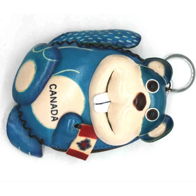 7006 Squirrel Holding Flag Leather Coin Purse Canada Souvenir DSQB7006