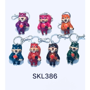 SKL386 Beaver Holding Stick Canada Leather Key Chain Assorted Color