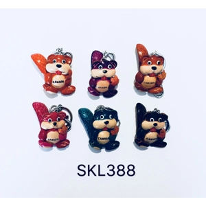 SKL388 Beaver with Maple Leave Leather Key Chain