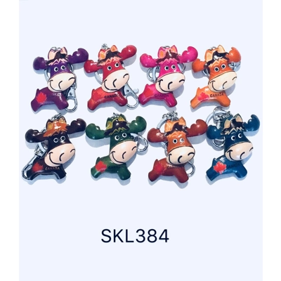 SKL384 Moose Canada Leather Key Chain Assorted Colors