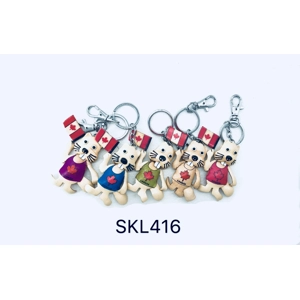 SLK416 Beaver with Flag Leather Key Chain Assorted Colors