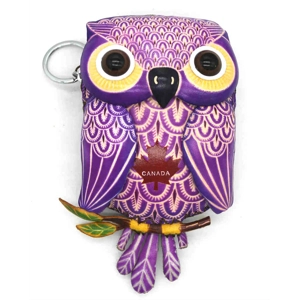 J032 Owl Leather Coin Purse Canada Souvenir