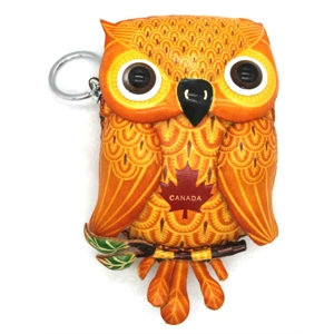 J032 Owl Leather Coin Purse Canada Souvenir