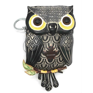 J032 Owl Leather Coin Purse Canada Souvenir