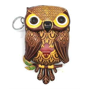 J032 Owl Leather Coin Purse Canada Souvenir