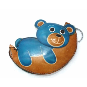 6346 Bear on Moon Leather Coin Purse Forest DSQB6346