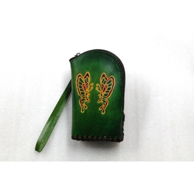 SJTN048 Butterfly Leather Coin Purse Forest