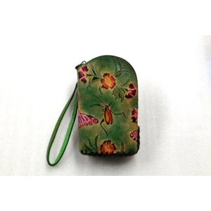 SJTN095 Butterfly Flower Leather Coin Purse Forest