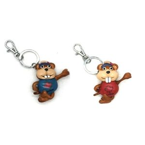 SKL404 Beaver Leather Key Chain Assorted Colors