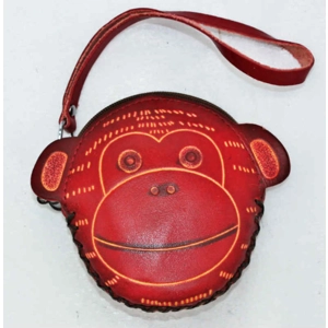 SQB009 Monkey Leather Coin Purse Forest DSQB