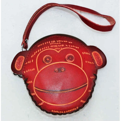 SQB009 Monkey Leather Coin Purse Forest DSQB