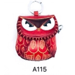 A115 Owl Leather Coin Purse Forest DSQBA115