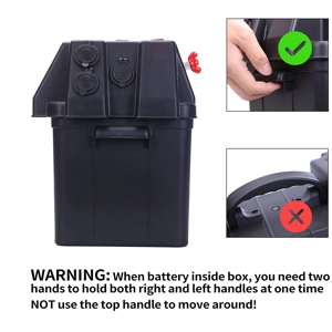 Trolling Motor Smart Battery Box Power Center with USB and DC Ports, Black