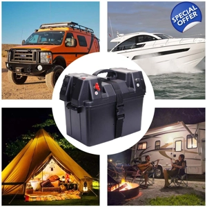 Trolling Motor Smart Battery Box Power Center with USB and DC Ports, Black