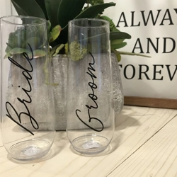 Set of 2 Bride Groom Champag..