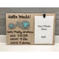 Blue or Pink Elephant Baby Stat Photo Frame