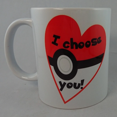 Pure Geek, Pokemon, "I choose You"  Heart mug