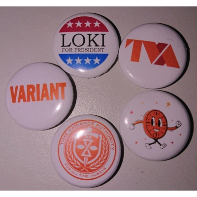 Set of 5 Loki inspired pin badges by Pure Geek