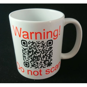 Warning! Do Not Scan - Rick Roll mug by Pure Geek