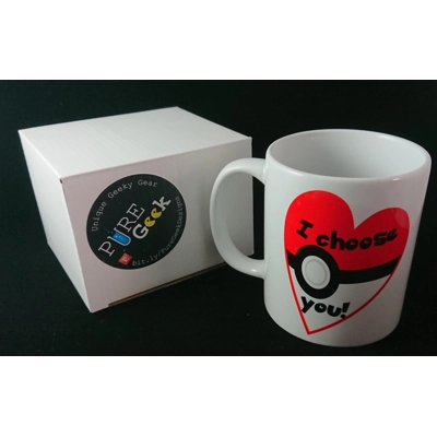Pure Geek, Pokemon, "I choose You"  Heart mug