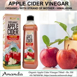 USDA Organic Apple Cider Vinegar with Strand of Mother 750ml - Raw, Unfiltered, UnPasteurized