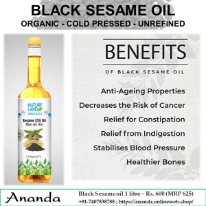 Organic Black Sesame oil 1 litre