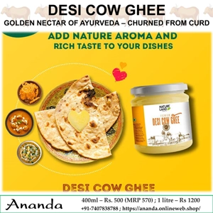 Organic Desi Cow Ghee Churned from Yogurt 400ml