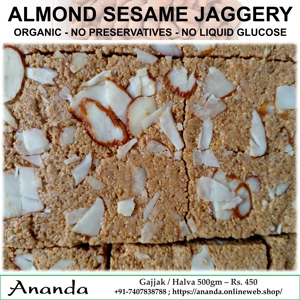 Organic Sesame Almonds Jaggery chikki 500gm