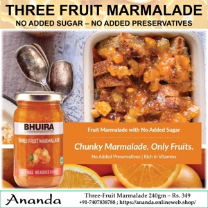 Three Fruit Marmalade (No Added Sugar Jam) 240g
