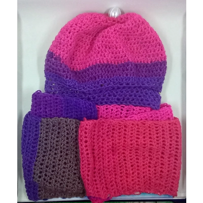Ebuuks Sweet Treat Variegated Hat and Scarf Set with Satin Lining