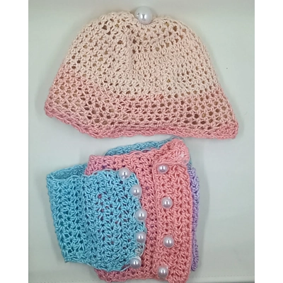 Ebuuks Sparkle Twirls at twilight Variegated Hat and Scarf Set with Satin Lining