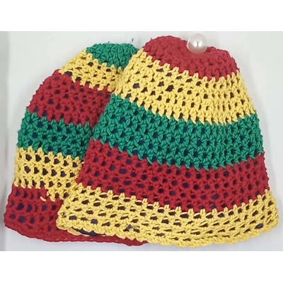 Ebuuks  Red Yellow Green Variegated Two Hats  with Satin and Fleece Lining