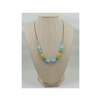 Clear Round and Raindrop Glass Bead Necklace