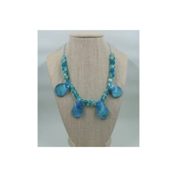 Blue Natural Shell and Bead Necklace