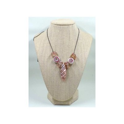 Long Teardrop Natural Shell and Glass Bead Necklace