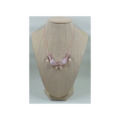 Ebuuks Faceted Cut Pink Round Glass Bead Necklace